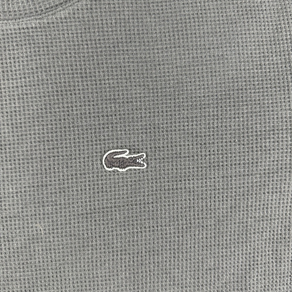 Lacoste Mens L Gray Thermal Long Sleeve Shirt Sleepwear Lounge Pajama Top - Picture 2 of 7